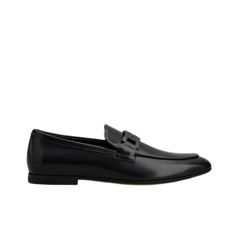 TOD'S Chain-embellished Leather Loafers-1
