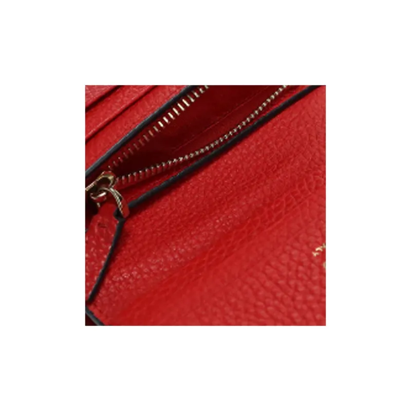 Valentino ROCKSTUD Leather Wallet Small Size Women's Red-3