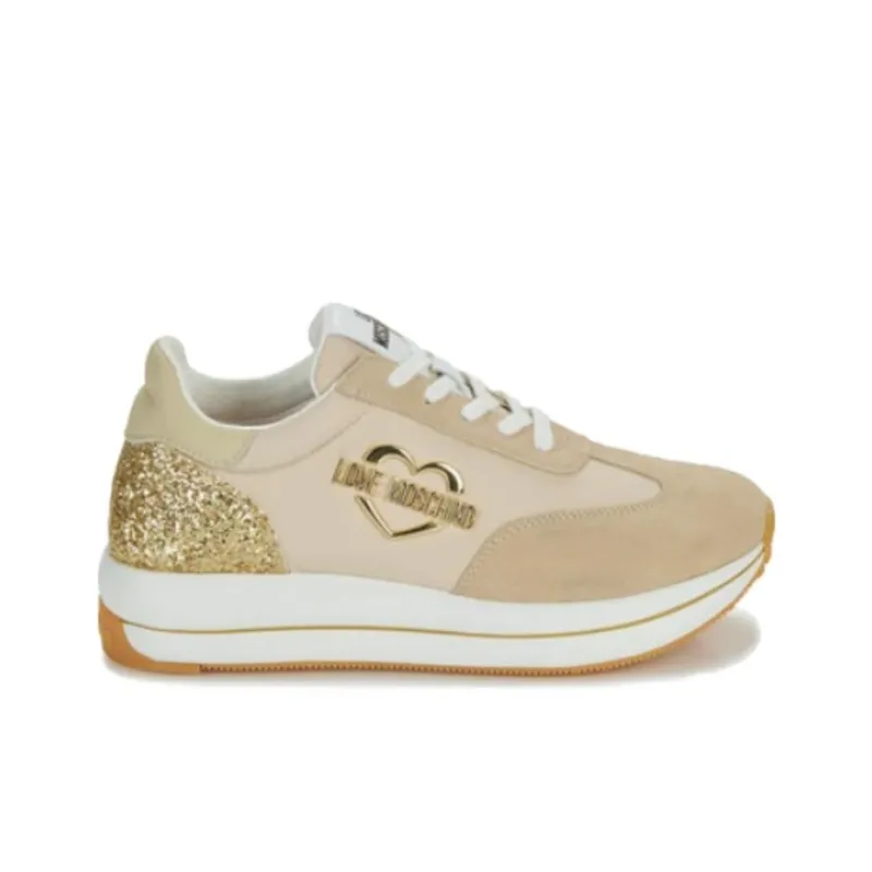 LOVE MOSCHINO Abrasion Resistant Low Top Casual Shoes Women's Brown Gold-1