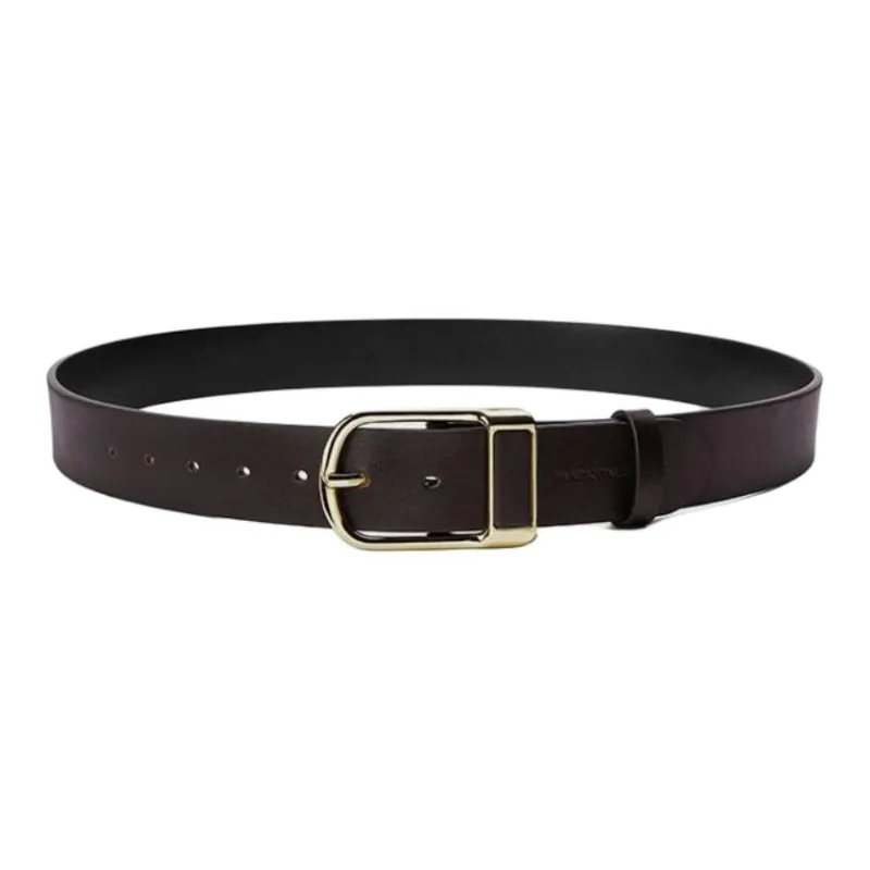 FAIRWHALE Trendy Business Casual Horse Shoe Buckle Pin Belt Split Cow Leather Belts Men's Width 3.8CM-5