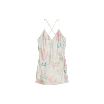 Victoria's Secret Satin Open-Back Slip /DELICATE GARDEN Nightgown Women's Refined Garden