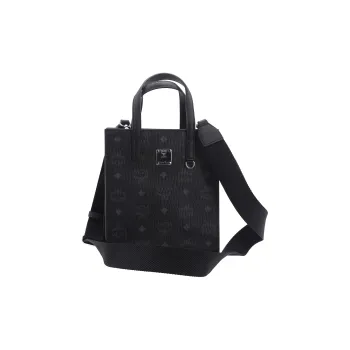 MCM Klassik Visetos Leather Tote Bag, Shopping Bag, Shoulder Bag, Crossbody Bag, Handbag Mini Unisex Black