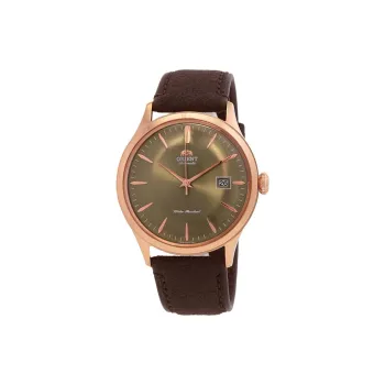 ORIENT Automatic Mechanical Movement Leather Strap Watch 42mm Men's Watches Green Dial