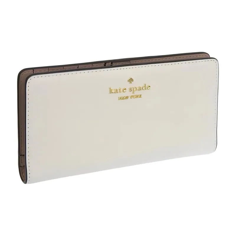 Kate Spade Saffiano Leather Wallet Large Size Women's Egg White Crispy Skin-3
