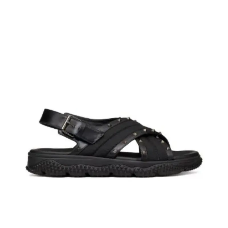 Valentino Rockstud Beach Sandals Men's Black-1
