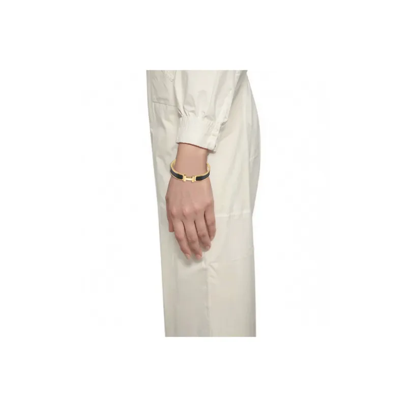 HERMES Enamel Bangles Unisex Black-2