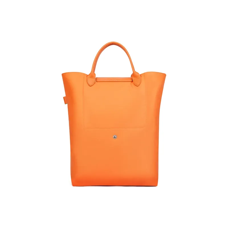 LONGCHAMP Le Pliage Leather With Recycled Polyamide Canvas Handbag Medium Size Women's Orange-3