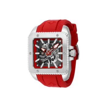 INVICTA Cuadro Collection Wrist Watch Mechanical Movement Silicone Strap 45mm Cut-Out Dial Men's Watches