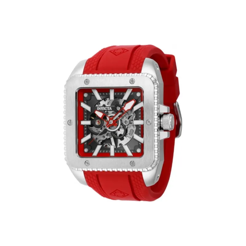 INVICTA Cuadro Collection Wrist Watch Mechanical Movement Silicone Strap 45mm Cut-Out Dial Men's Watches-0