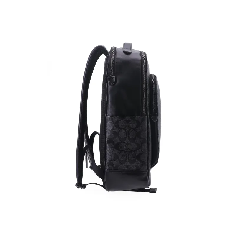 COACH Graham Canvas With Calfskin Backpack Large Size Men's Black Monogram-3
