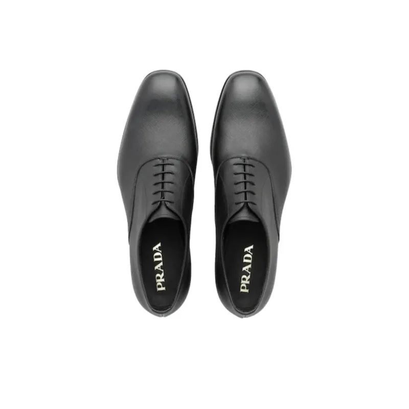 PRADA Saffiano-leather Oxford Shoes-4
