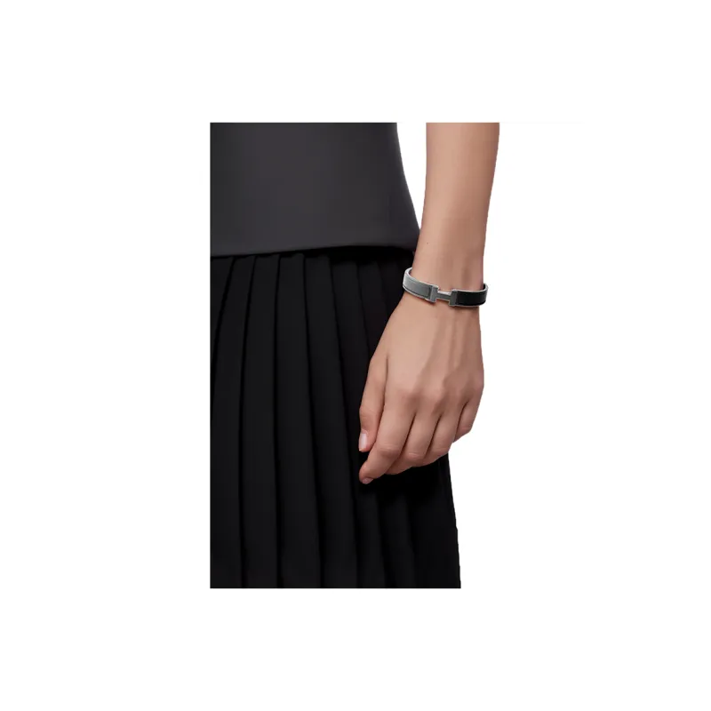 HERMES Enamel Bangles Unisex Black-3