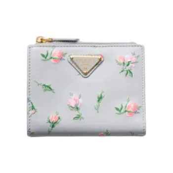 PRADA Leather Wallet Regular Women's Pearl Gray