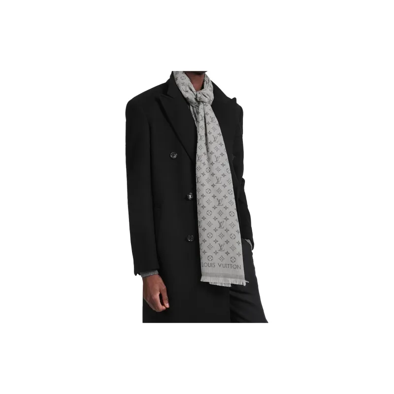 LOUIS VUITTON Knit Scarves Men's Light Gray-2
