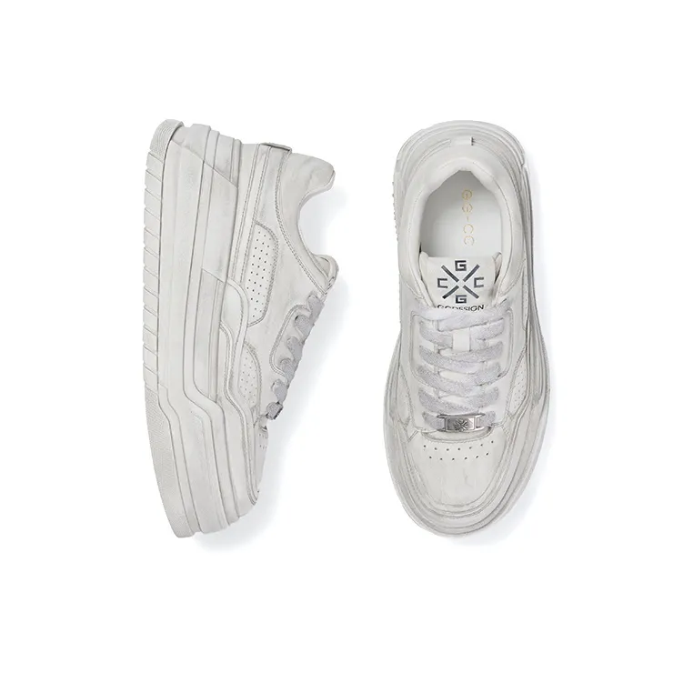 GG CC Skateboard Shoes Women's Low Top White/Ecru-1