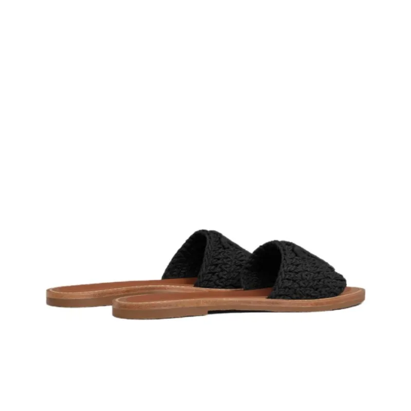 CELINE Slide Slippers Women's Black-3
