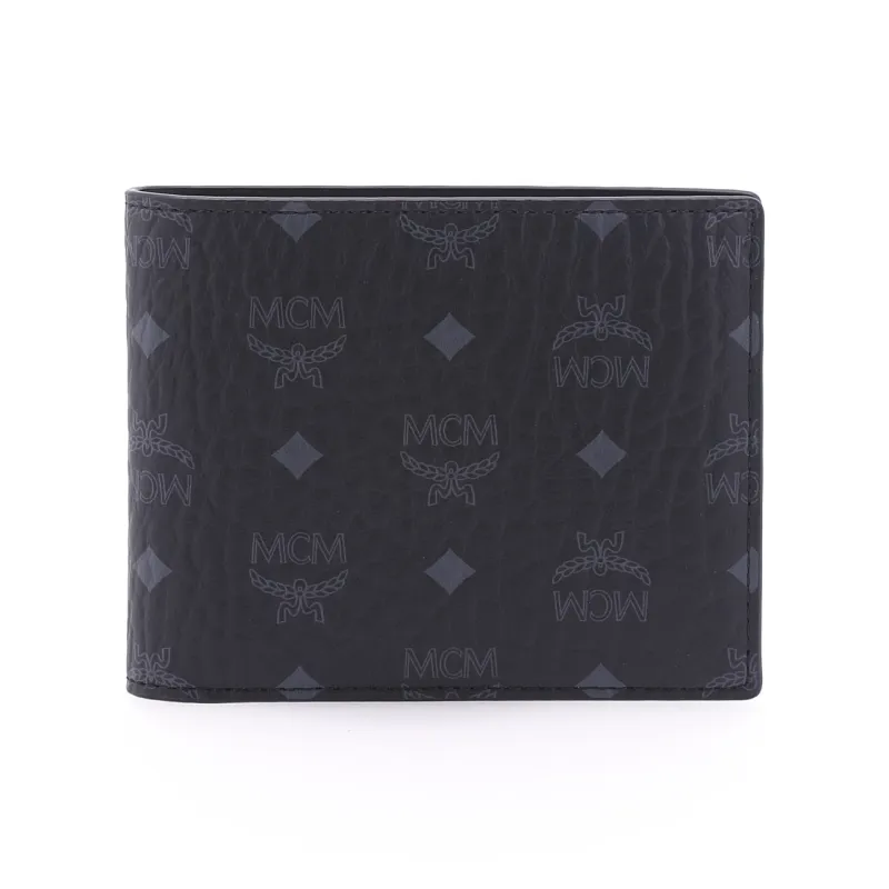 MCM Essential Visetos Origina Leather Card Holder, Wallet Regular Men's Black-0