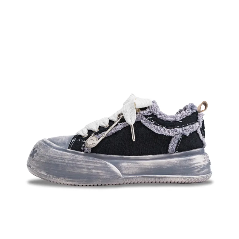 SOAP OPERA Wiping Color Series Canvas Shoes Unisex Low Top Gray-1
