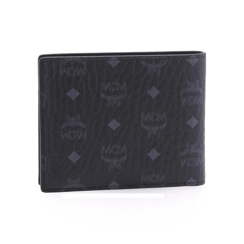 MCM Essential Visetos Origina Leather Card Holder, Wallet Regular Men's Black-4