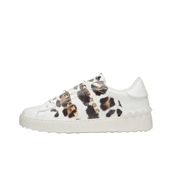 Valentino Rockstud Sneaker Low Top Stylish Skateboarding Shoes Women's Leopard Print