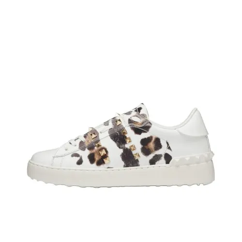 Valentino Rockstud Sneaker Low Top Stylish Skateboarding Shoes Women's Leopard Print
