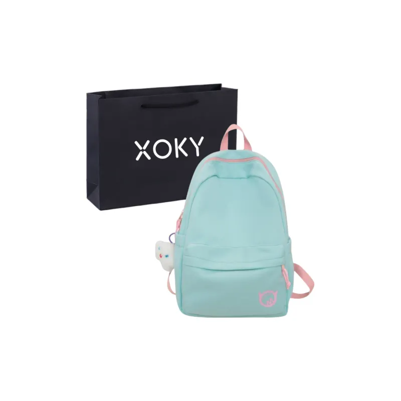 XOKY Nylon Backpack Unisex Black/White/Yellow/Green-6