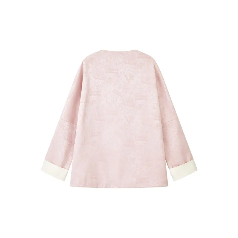 Yu Qianwen Cropped Coats Women's Pink-1