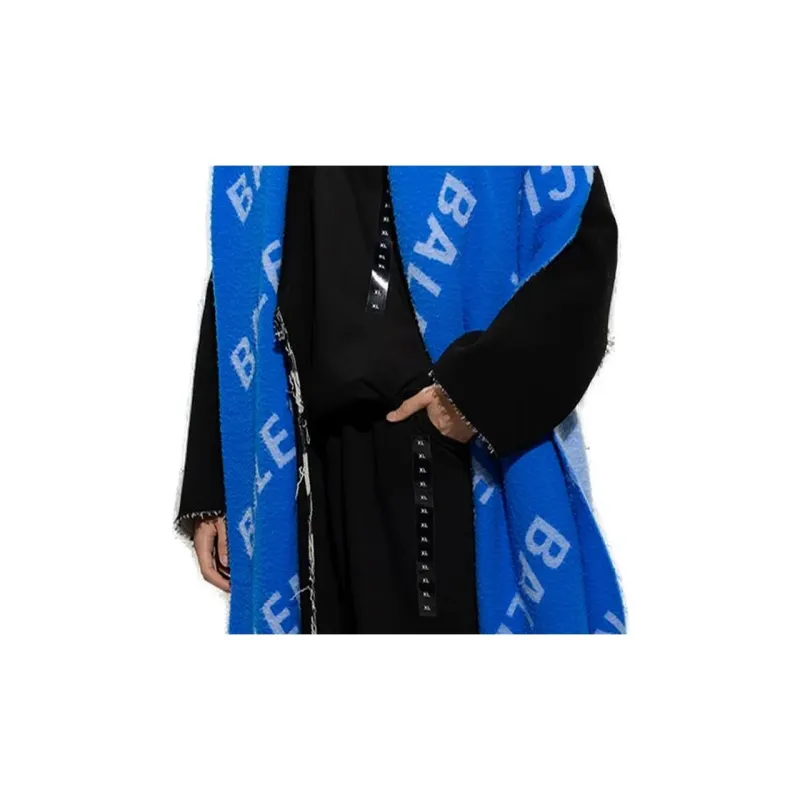 Balenciaga All Over Logo Embroidered Scarf-2