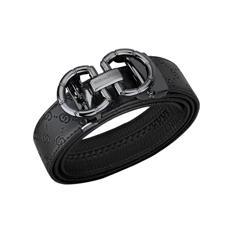 WilliamPOLO Cow Leather Leather Belts Men's Gunmetal 3.5cm Width-2