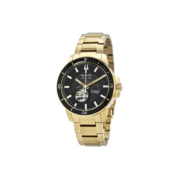 BULOVA Wrist Watch Automatic Mechanical Movement Leather Watch Bands 45mm Black Dial Men's Watches