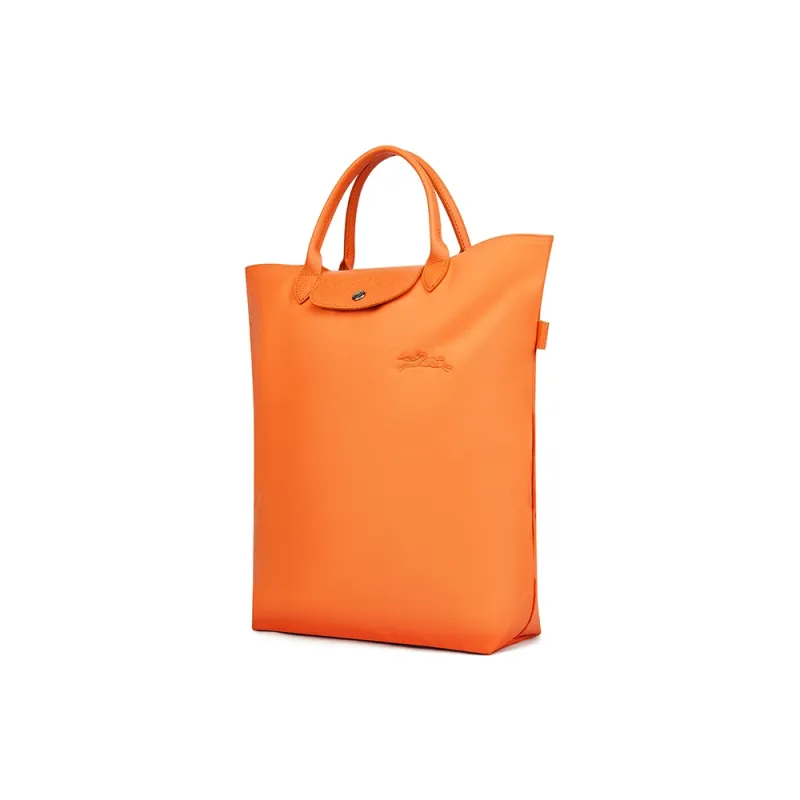 LONGCHAMP Le Pliage Leather With Recycled Polyamide Canvas Handbag Medium Size Women's Orange-1