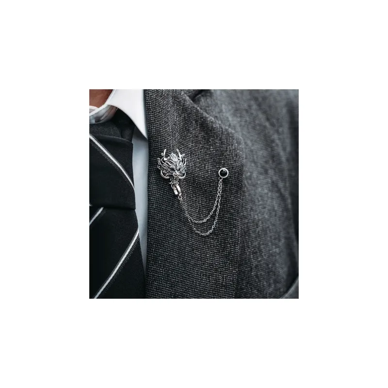 MYSH 925 Sterling Silver Brooches Men's-5
