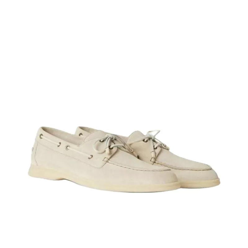 Loro Piana Sea Sail Walk Boat Shoes Men's Beige-2
