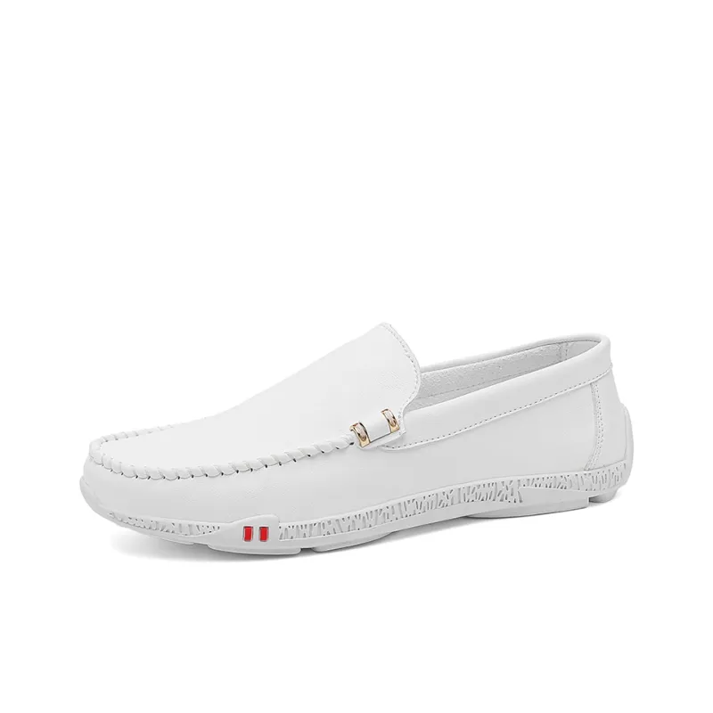 KUPE Gommino Loafers Men White/Black/Light Green-4
