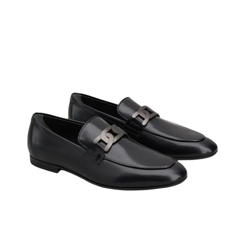 TOD'S Chain-embellished Leather Loafers-2