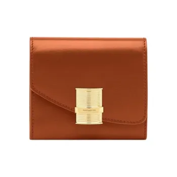 FERRAGAMO Palm Calfskin Wallet Trumpets Women's Cognac Brandy