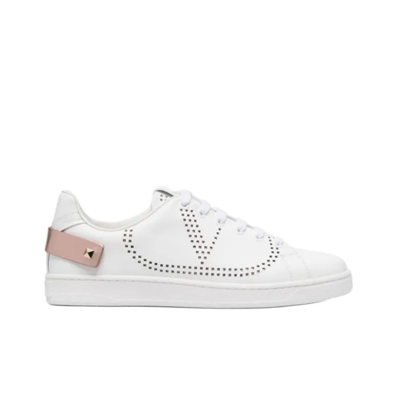 Valentino Backnet Skateboard Shoes Women's White Gold-1