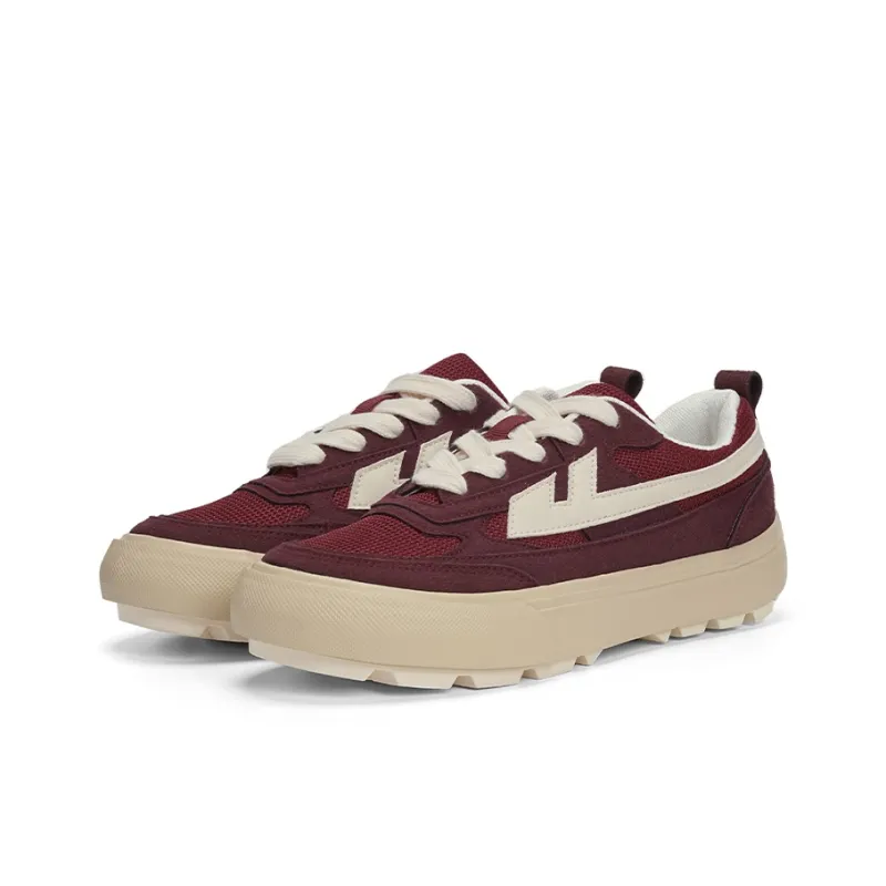 Warrior Anti Slip Wear Resistant Low Top Casual Shoes Unisex Burgundy-1
