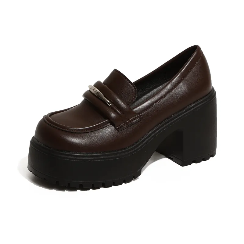 SHUXI Loafers Women's Black Glossy/Black Matte/Brown-16