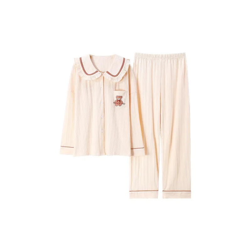 Qiao Ni Tong Pajama Set Women's Apricot-0