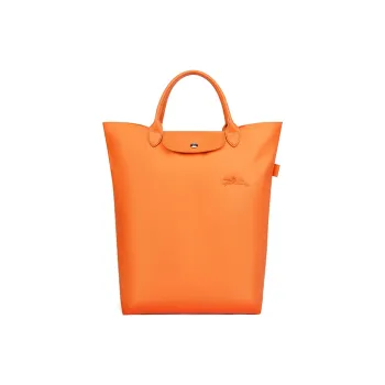 LONGCHAMP Le Pliage Leather With Recycled Polyamide Canvas Handbag Medium Size Women's Orange