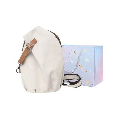 GOX Canvas With PU Crossbody Bag Sling Bag Regular Unisex White/Black/Khaki/Gray