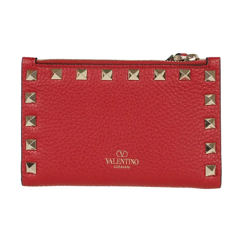 Valentino Calfskin Coin Purse Women's Red-1