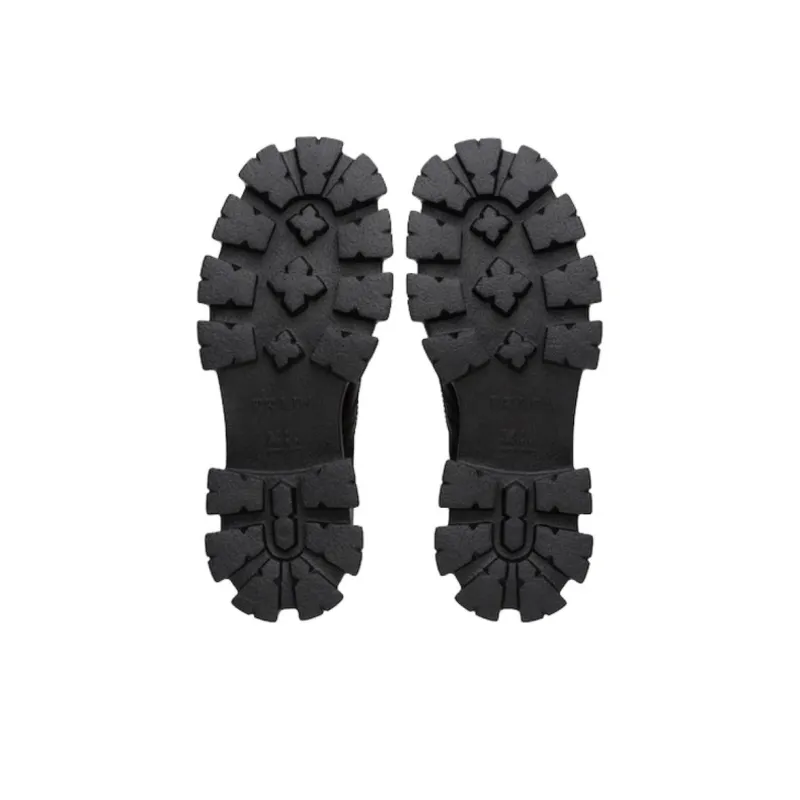 PRADA Monolith Brushed Leather And Nylon Lace Up 'Black'-4