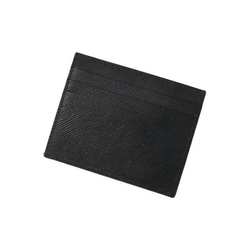 PRADA Cow Leather Card Holder Unisex Black/Blue-3