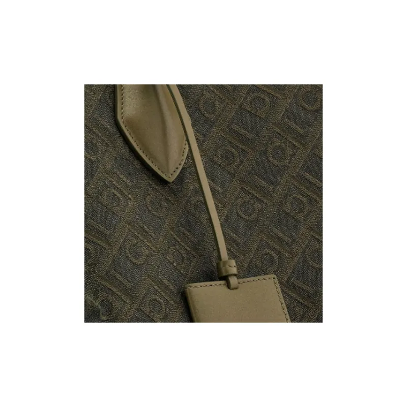 FERRAGAMO Fabric With Calfskin Tote Bag Shopping Bag Handbag Large Size Men's Olive Green-3