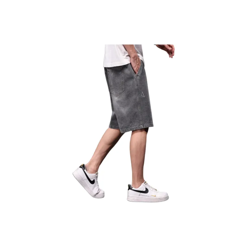 Tonlion Denim Shorts Men's Black Gray-2