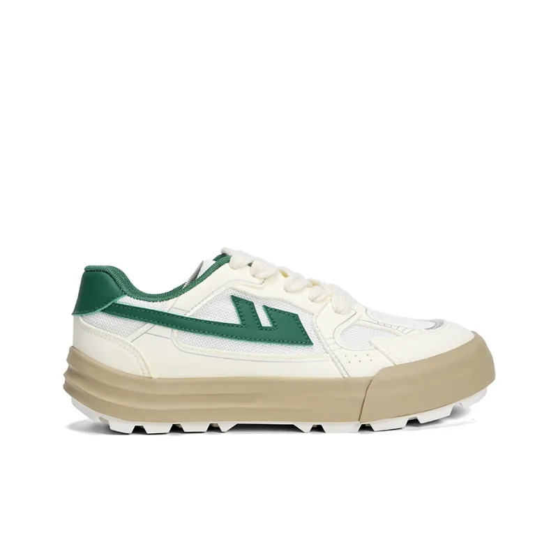 Warrior Anti Slip Wear Resistant Low Top Casual Shoes Unisex White Green-1