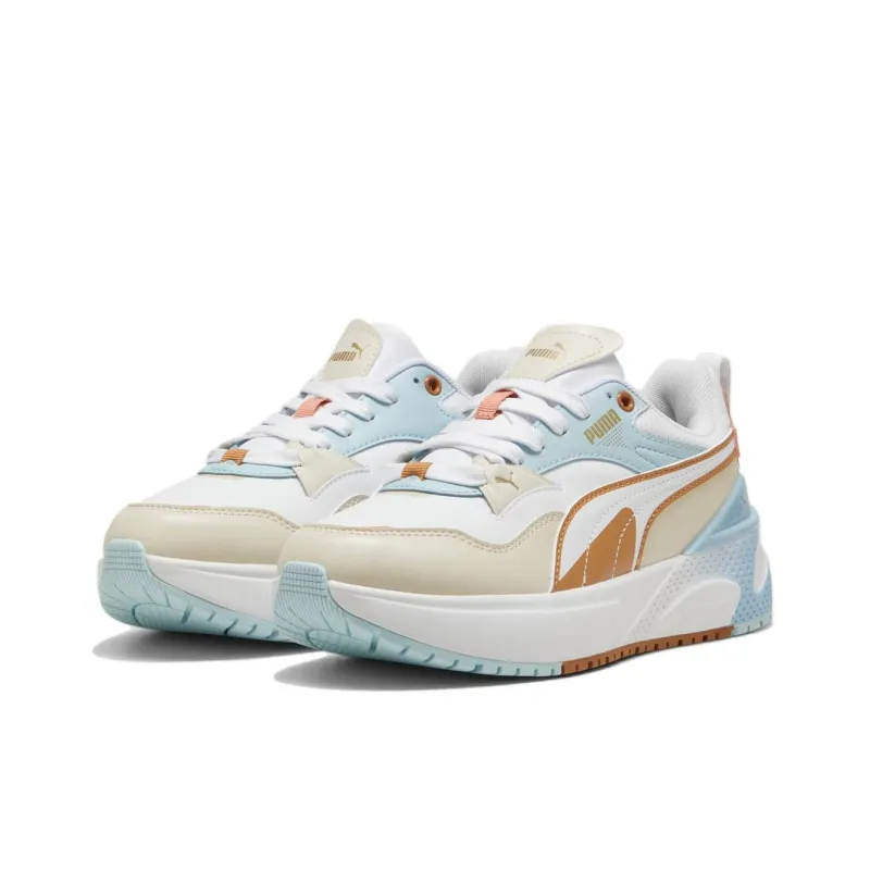 PUMA R78 Anti Slip Wear Resistant Low Top Skateboard Shoes Women's Yellow White-3