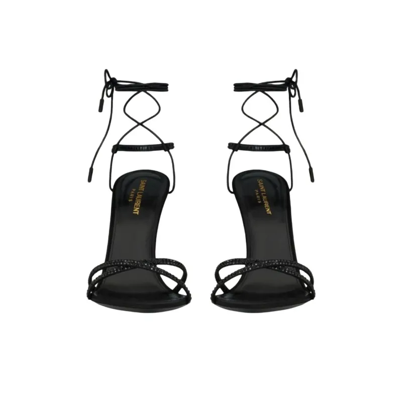SAINT LAURENT Liza One Strap Sandals 11cm Women's Black-3